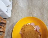 A picture of step 1 of Achar gosht with homemade masala.