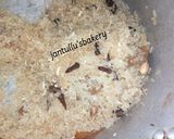 A picture of step 4 of Kilishi rice and green shredded beef.