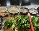 A picture of step 1 of Mixed flour n mix leafy green vegetables thepla.