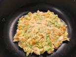 Bánh xèo Nhật Bản okonomiyaki (thịt lợn và bắp cải) bước làm 5 hình