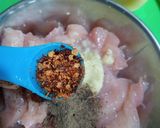 A picture of step 3 of Chicken chilli with rice.