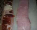 Foto del paso 2 de la receta: Brochetas de pechugas con jamón serrano, jamón cocido y verduras