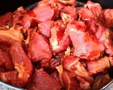 A picture of step 1 of Pork skewers marinated in pomegranate juice.