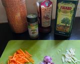 A picture of step 1 of Red lentil and garlic soup.