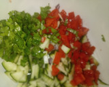 A picture of step 1 of Cucumber ovacado Salsa.