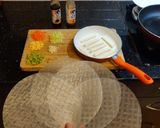 A picture of step 2 of Rice Paper wrapped Paneer Fingers.
