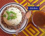 A picture of step 8 of Moringa white rice and stew.