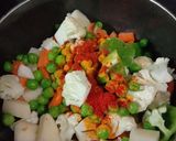 A picture of step 2 of Tricolour sabji.