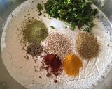 A picture of step 1 of Dhaniya Paratha.