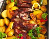 Fokhagymás oldalas, vele sült, rozmaringos burgonyával recept fázis 3 fotója