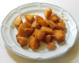 A picture of step 2 of Chili idli fry with leftover idlies.
