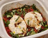 A picture of step 2 of Baked Burrata with Roasted Tomatoes,Olive Oil and White Wine Vinegar.
