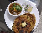 A picture of step 11 of Amritsari Chole with Amritsari Kulcha.