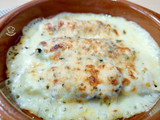 Puerros gratinados con cecina y bechamel