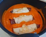 Foto del paso 8 de la receta: Rollitos de pollo y jamón en salsa de pimientos del piquillo