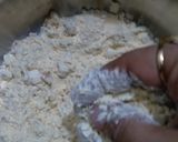 A picture of step 2 of Frying Besan papdi.
