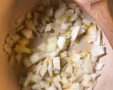 A picture of step 1 of Carrot top soup - vegan.