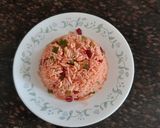A picture of step 6 of Veg schezwan fried rice with beetroot.