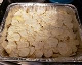 A picture of step 4 of Holmstead Cookin': Baked Onion & Garlic Scalloped Potates.