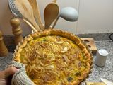 Tarta de calabaza puerros y cebolla caramelizada