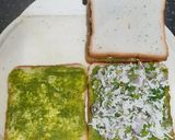 A picture of step 3 of Paneer capsicum, onion toast.