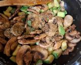 A picture of step 3 of Mushrooms and Zucchini with Herbes de Provence.