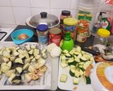 A picture of step 1 of Zucchini & aubergine curry.