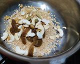 A picture of step 1 of Doodh daliya in pressure cooker (with different toppings).