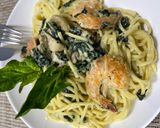 Foto del paso 7 de la receta: Espaguetis a la Florentina con champiñones y Langostinos