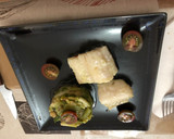 Foto del paso 4 de la receta: Bacalao a la plancha con timbal de ajos tiernos salteados