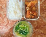 Hình bước làm 6 của món Cơm ngon nhà Huý 🏡: Gà chiên giòn - Canh cải ngọt nấu tôm