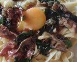 A picture of step 5 of Pasta with Prosciutto and Cambozola. #mycookbook #lovepasta.
