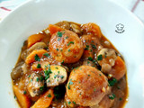Albóndigas de pollo y pavo con verduras