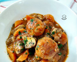 Foto del paso 7 de la receta: Albóndigas de pollo y pavo con verduras