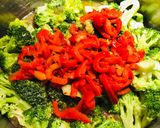 A picture of step 4 of Easy Italian Herb Broccoli 🥦 with Roasted Red Peppers.