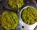 A picture of step 4 of Daliya Spinach Idli.