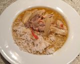 A picture of step 3 of Ken Hom’s take on Thai red curry.