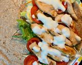 A picture of step 3 of Homemade Piadina with Chicken, Salad, and Yogurt 🌮🍗🍅🥬.