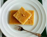 A picture of step 9 of Egyptian style basbousa.
