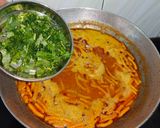 A picture of step 6 of Maharashtrian Sev bhaji.