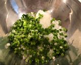 A picture of step 1 of Chinese steamed meat dumplings (Shumai).