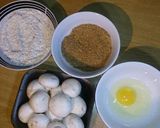 A picture of step 1 of Crumbed Mushrooms.