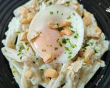 Foto del paso 6 de la receta: Casarecce con salsa de ricota y albahaca, huevo poché y anacardos