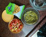 A picture of step 1 of Chana jor moong chat.