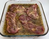 A picture of step 2 of Greek braised pork with beer, mustard and orange sauce.