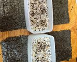 A picture of step 3 of Spam Musubi.