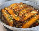 A picture of step 12 of Pastelon aka plantain lasagna.