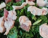 A picture of step 1 of Instapot Kale and Salt Pork.