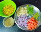 A picture of step 1 of Boondi Papad Bhel.