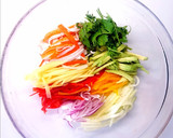 Foto del paso 3 de la receta: Ensalada exótica de mango y surimi con vinagreta de naranja